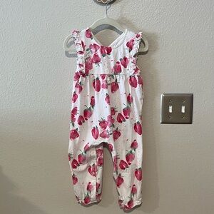 Burt's Bees Baby White and Red Strawberry Romper